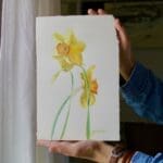 Three Daffodils, 11 x 7.5" original painting by Jonalyn