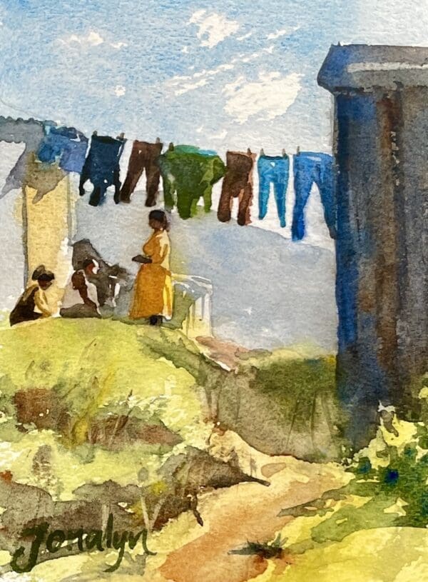 Yellow Dress 4 x 6" Original watercolor by Jonalyn